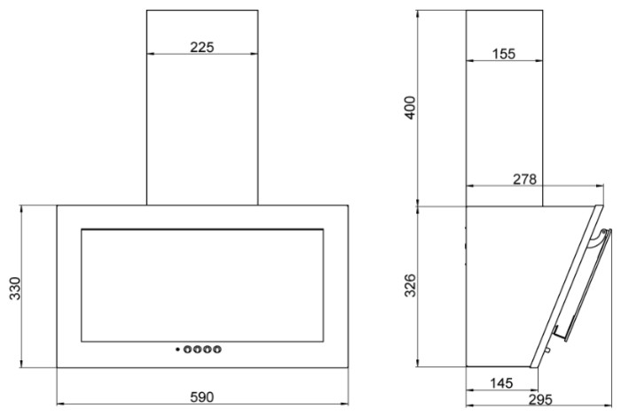 Вытяжка Elikor Коралл 60П-430-К3Д черный/черн.стекло