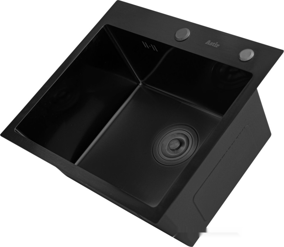 Кухонная мойка Astir PVD Black 50x44B (с сифоном, дозатором и коландером)