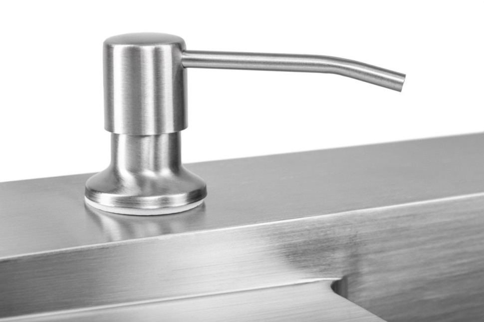 Кухонная мойка Saniteco 4848 + Spike F9S07000 (хром, с сифоном, дозатором и коландером)