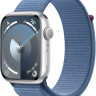 Умные часы Apple Watch Series 9 45 мм (алюминиевый корпус, серебристый/зимний синий, нейлоновый ремешок)