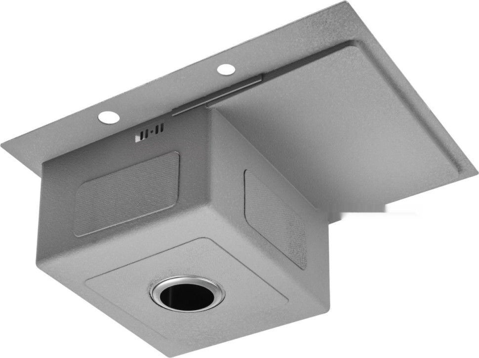 Кухонная мойка Saniteco 6550-L + Spike F9S07011 (сатин, с сифоном, дозатором и коландером)