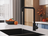 Смеситель Cersanit Como однорычажный с п-образным изливом 68246 (черный)