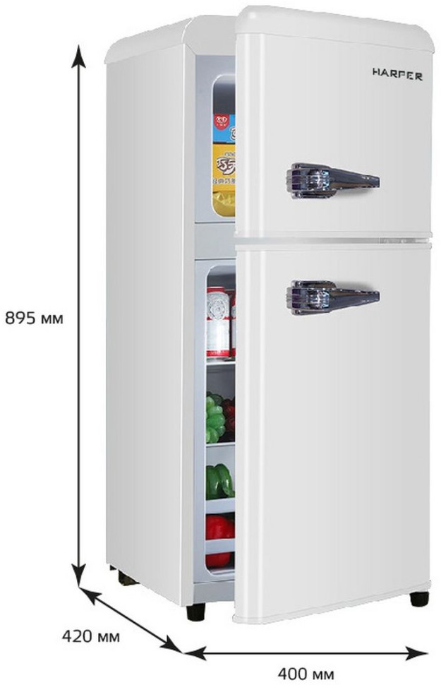 Холодильник с верхней морозильной камерой HARPER HRF-T120M (белый)