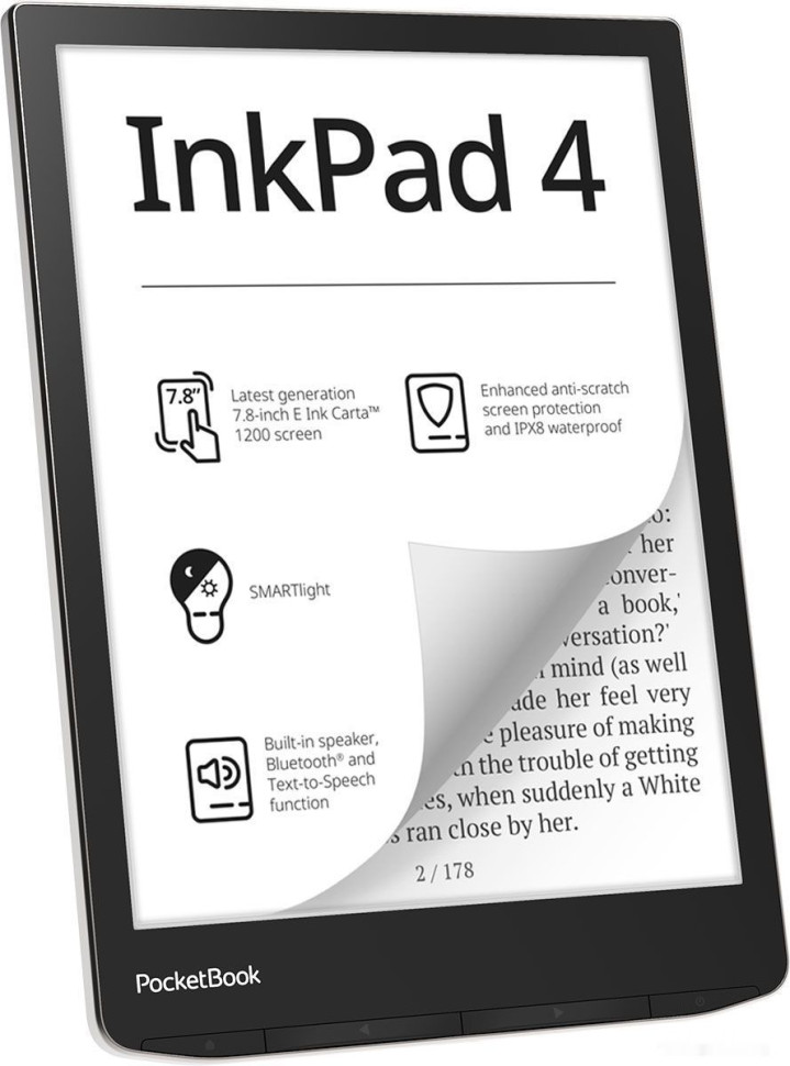 Электронная книга PocketBook 743G InkPad 4 (черный/серебристый)