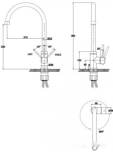 Смеситель Kaiser Merkur 26344/5048