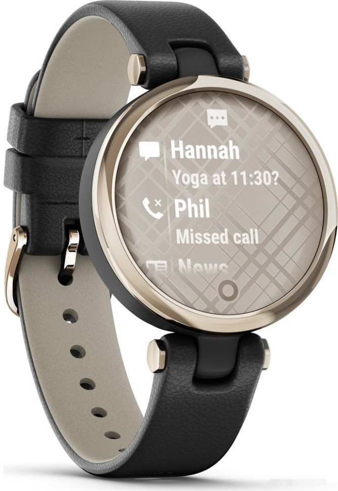 Умные часы Garmin Lily (кремово-золотистый, черный/кожаный ремешок)