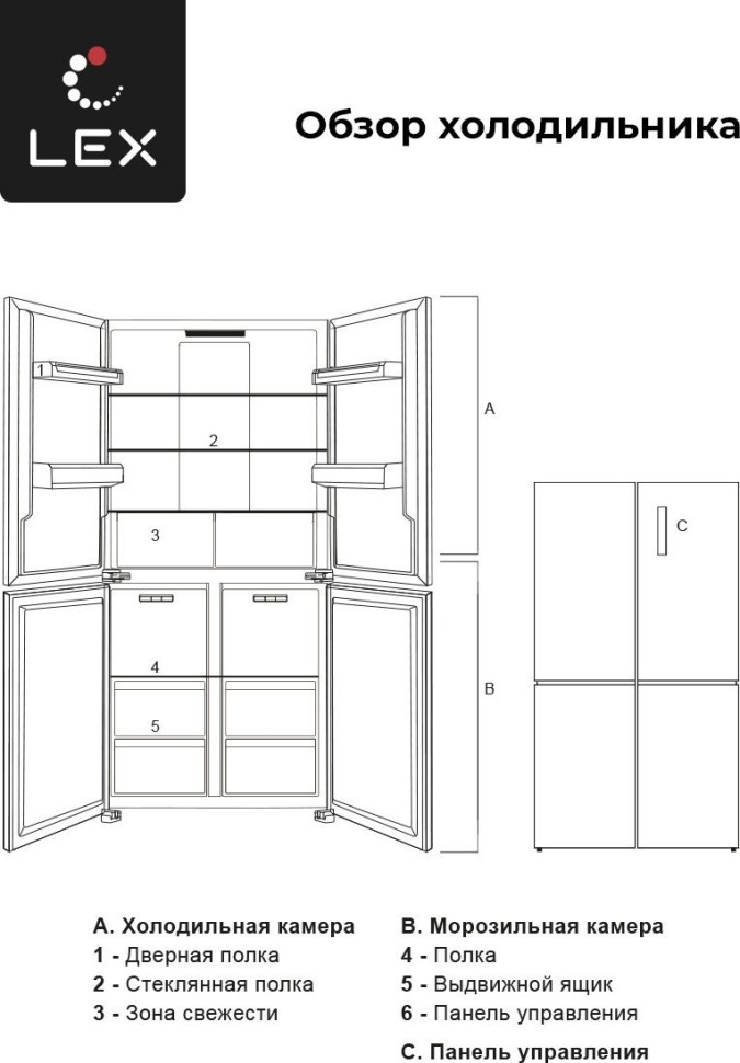 Четырёхдверный холодильник LEX LCD450BlXOrID