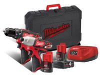 Набор аккумуляторного инструмента Milwaukee M18 CBLPP2B-502C 4933464718 (шуруповерт, винтоверт, 2 АКБ, кейс)