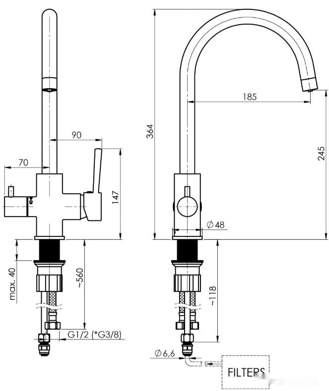 Смеситель Rubineta ULTRA-32 (1/2) U32008