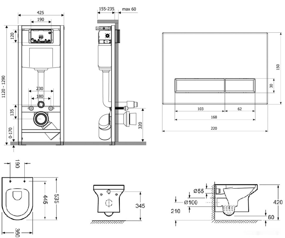Унитаз Lavinia Boho Relfix Grance Hill Rimless 7 в 1 87561051 (черный/золот.пластик)