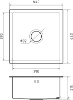 Кухонная мойка GranFest Metal нержавеющая сталь AISI 304 GF-4444 (с сифоном)