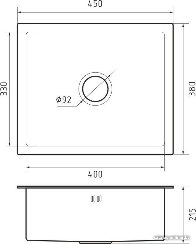 Кухонная мойка GranFest Metal нержавеющая сталь AISI 304 GF-4538 (с сифоном)