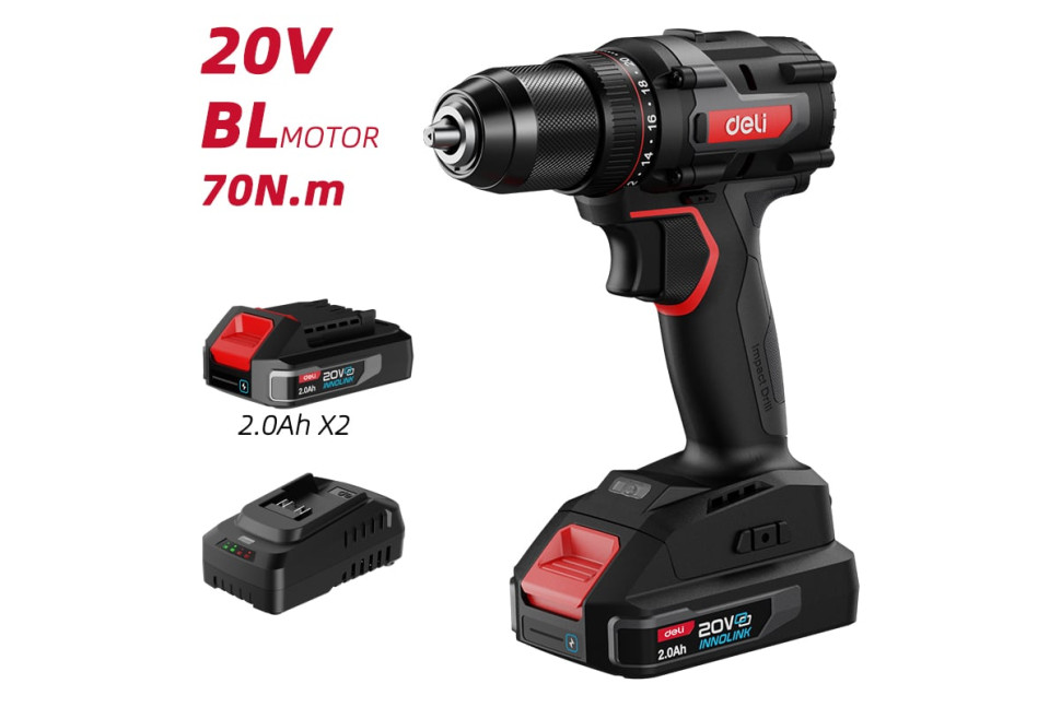 Дрель-шуруповерт Deli EDE-DZ20-2D2 (с 2-мя АКБ)