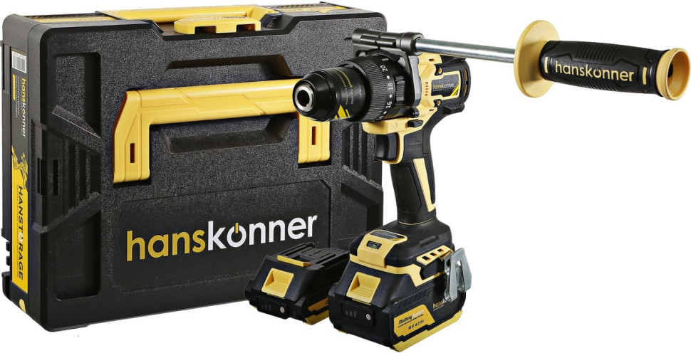 Ударная дрель-шуруповерт Hanskonner HCD18165BLI (с 2-мя АКБ, кейс)