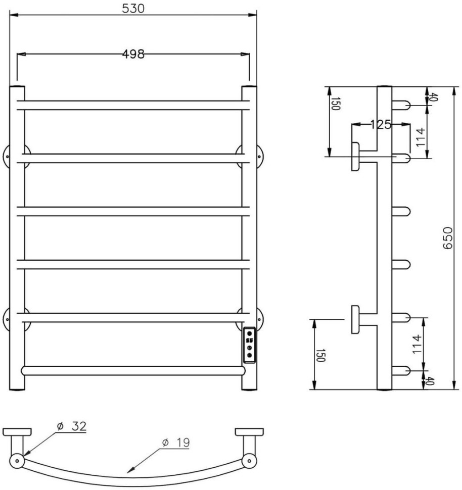 Полотенцесушитель Roxen Santi BK-109AW-6T 11030-5365B (черный)