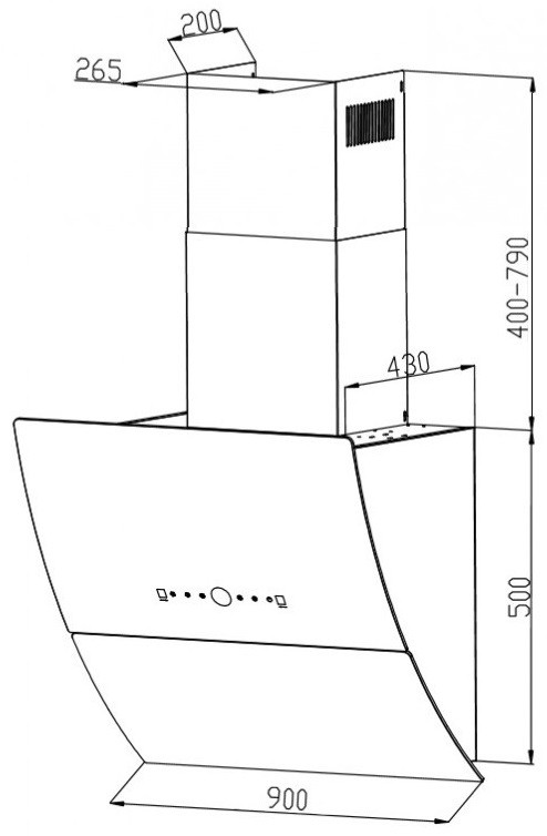 Вытяжка Grand Turino GC 90 (белый)