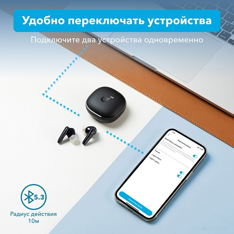 Наушники Anker SoundCore Liberty 4 (серо-голубой)