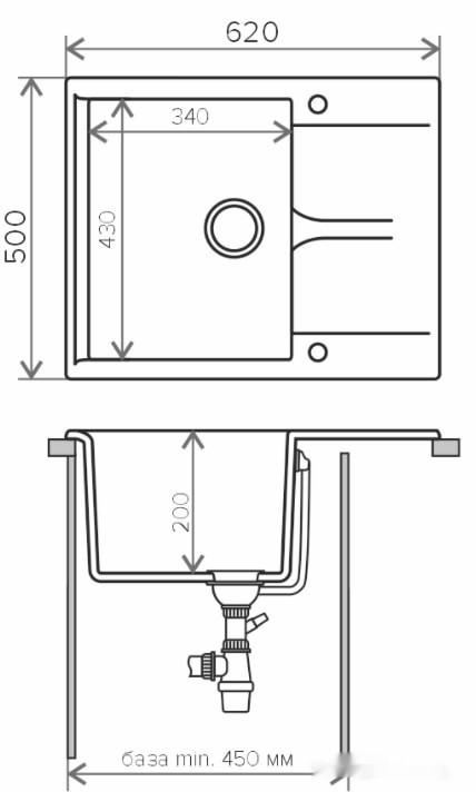 Кухонная мойка Polygran Gals-620 (белый хлопок 36)