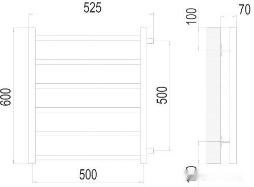 Полотенцесушитель Terminus Вега П6 500x600 50 бп (хром)