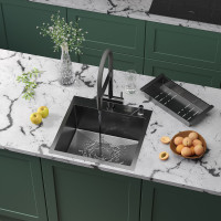 Кухонная мойка Roxen Simple 560220-50B PVD оружейная сталь (с коландером и дозатором)