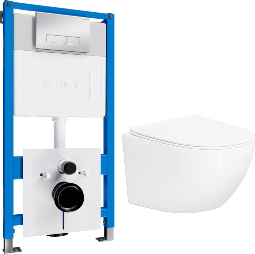 Унитаз Lauter Sulzdorf с микролифтом и кнопкой смыва 219703HD (белый/сатин)