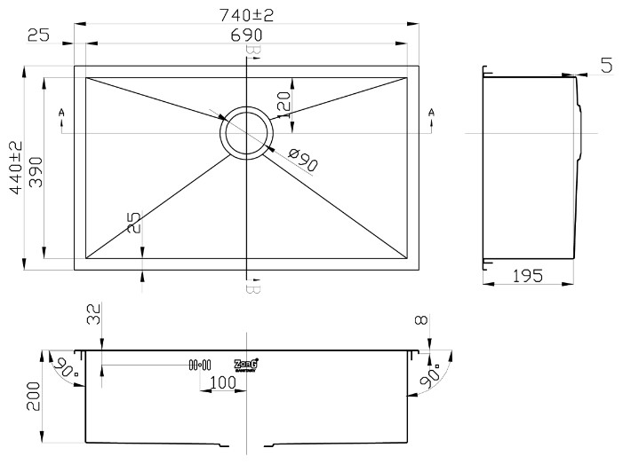 Кухонная мойка Zorg INOX X-7444