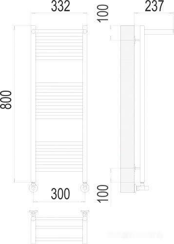 Полотенцесушитель Terminus Аврора П16 300x800 с полкой нп (хром)