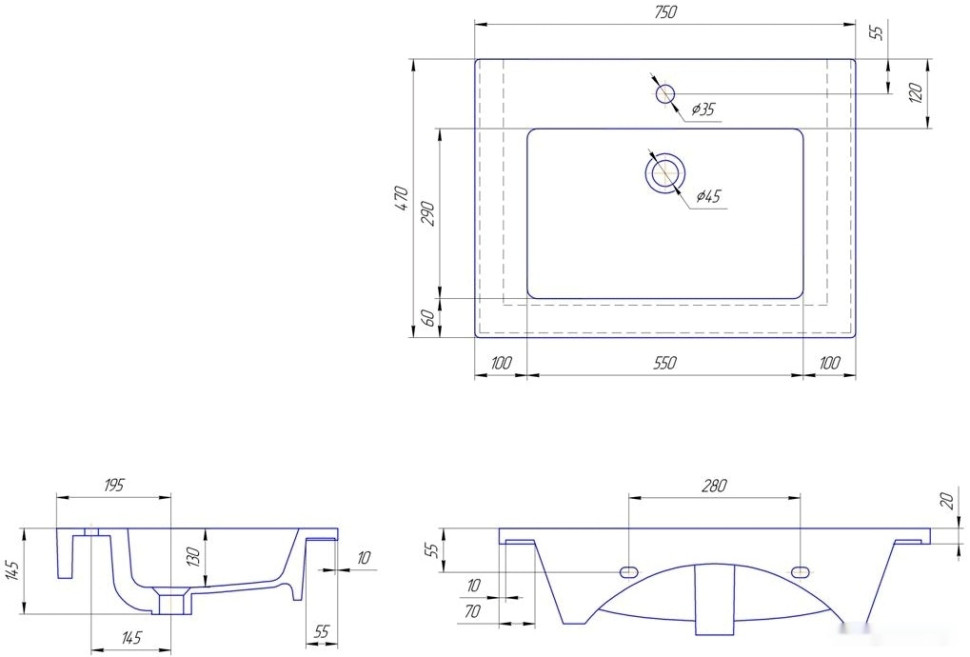 Умывальник Kirovit Оскар 750