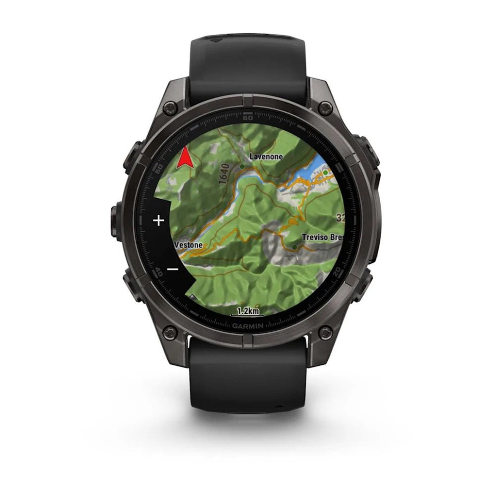 Умные часы Garmin Fenix 8 Sapphire, Titanium 47мм (угольно-черный DLC, пепельно-черный силиконовый ремешок)
