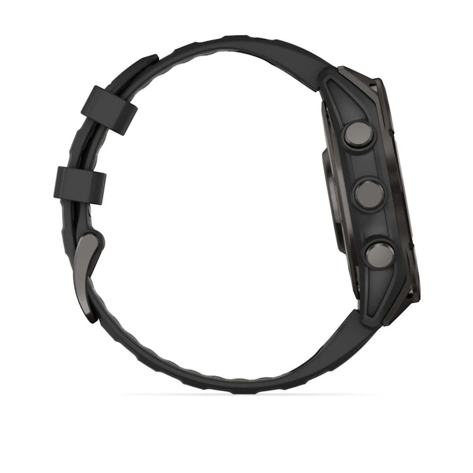 Умные часы Garmin Fenix 8 Sapphire, Titanium 47мм (угольно-черный DLC, пепельно-черный силиконовый ремешок)
