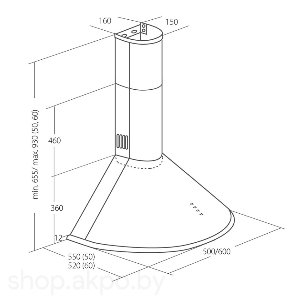 Вытяжка AKPO Dandys 60 wk-4 нержавеющая сталь