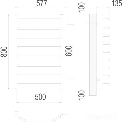 Полотенцесушитель Terminus Виктория П8 500x800 нп (хром)