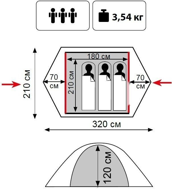 Палатка Tramp Lite Tourist 3 V2 (зеленый)