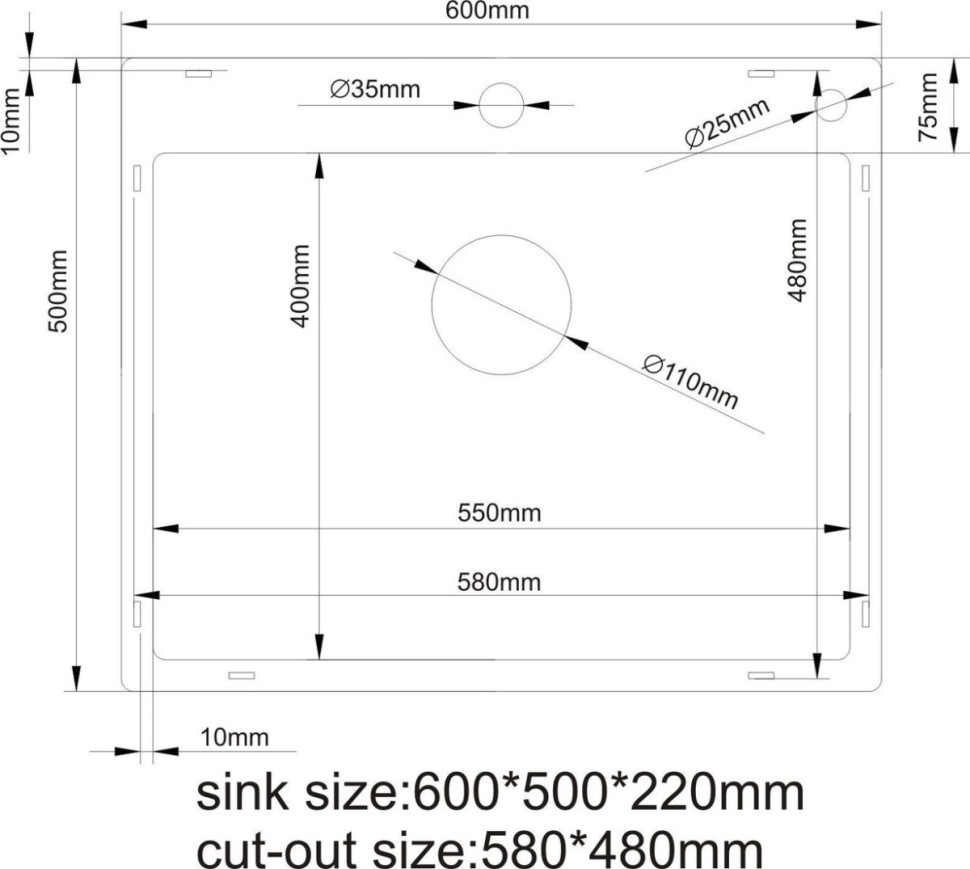 Кухонная мойка Asteria A6050NB (черный)