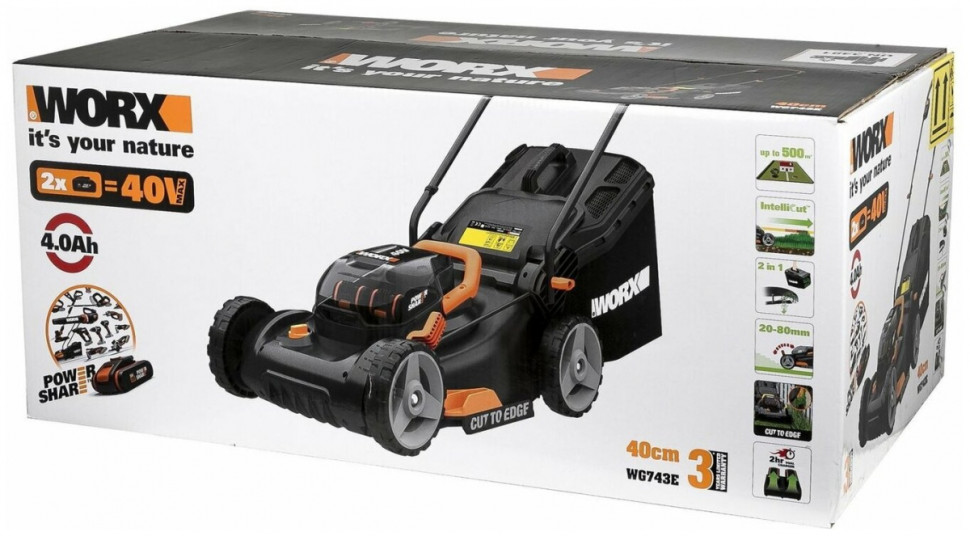 Аккумуляторная газонокосилка Worx WG743E