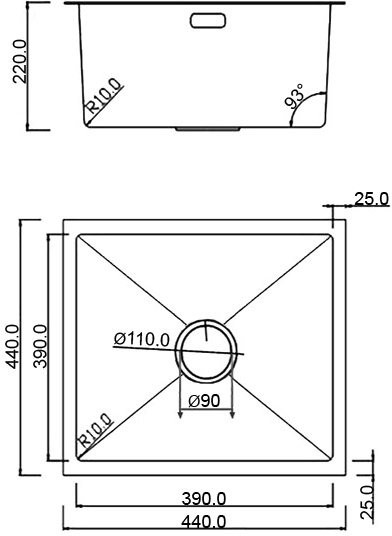 Кухонная мойка Roxen Uno 560210-44B (набор ролл-мат, дозатор)