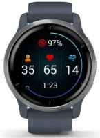 Умные часы Garmin Venu 2 (нержавеющая сталь/синий гранит)
