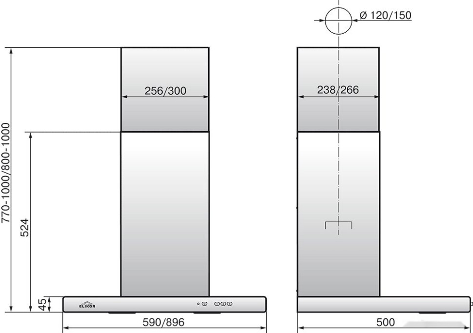 Вытяжка Elikor Квадра 90П-650-К3Д (белый)
