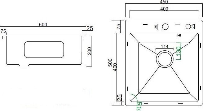 Кухонная мойка Basic CL DS Decor 45x50 (золото, коландер, дозатор)