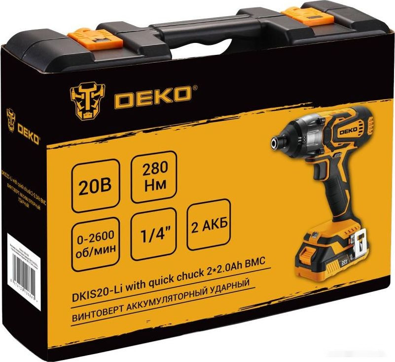 Винтоверт Deko DKIS20-Li Set 063-4392 (с 2-мя АКБ, кейс)