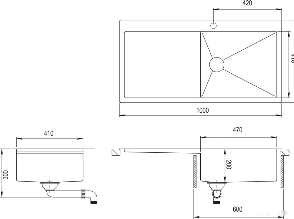 Кухонная мойка AquaSanita Luna LUN 101M-RAW