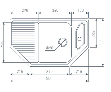 Кухонная мойка Zigmund & Shtain ECKIG 800 (Темная скала)