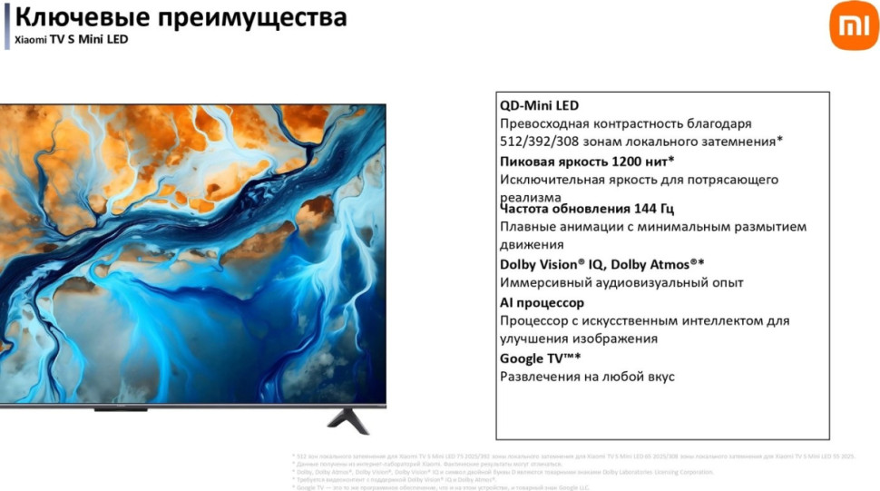 Телевизор Xiaomi TV S Mini LED 75" 2025 (международная версия)