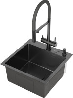 Кухонная мойка Roxen Snake 560220-45-BS (с ролл-матом и дозатором)