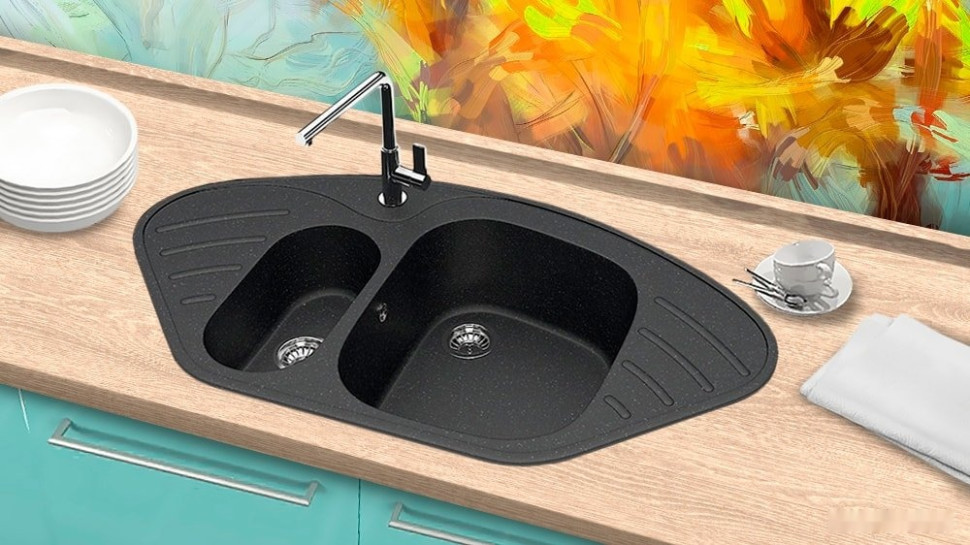 Кухонная мойка Berge BR-9550 (черный матовый)