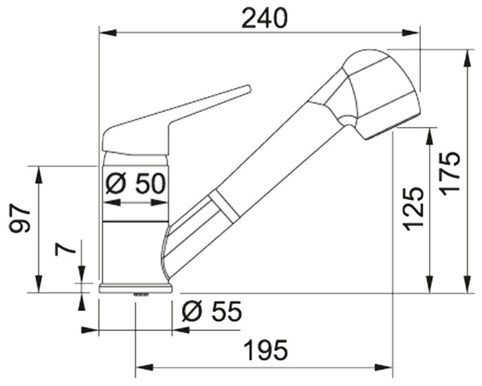 Смеситель Franke Novara Plus оникс (с выдвижным шлангом)