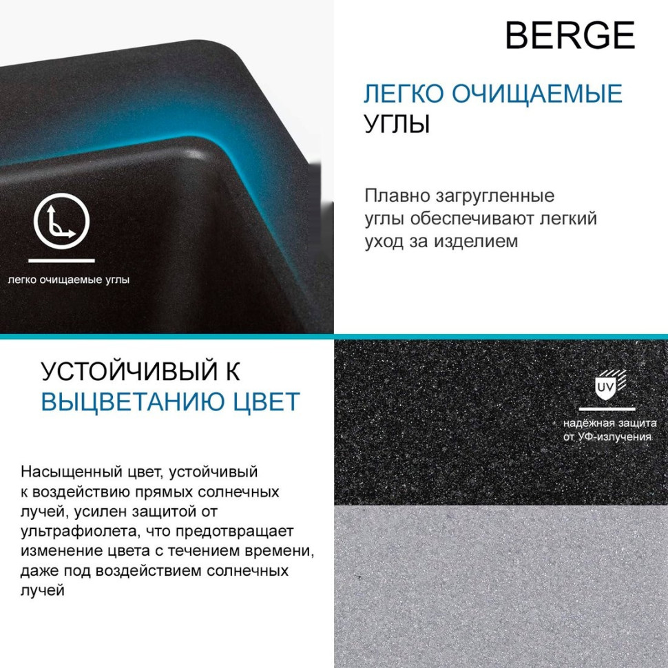 Кухонная мойка Berge BR-5750 (черный матовый)