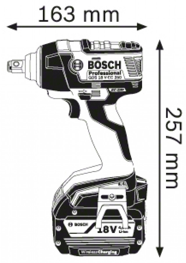 Гайковерт ударный Bosch GDS 18 V-EC 250 Professional