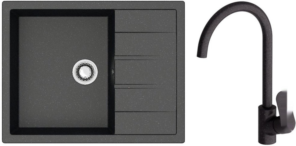 Кухонная мойка Berge BR-6502 + Like F8007122 (черный)