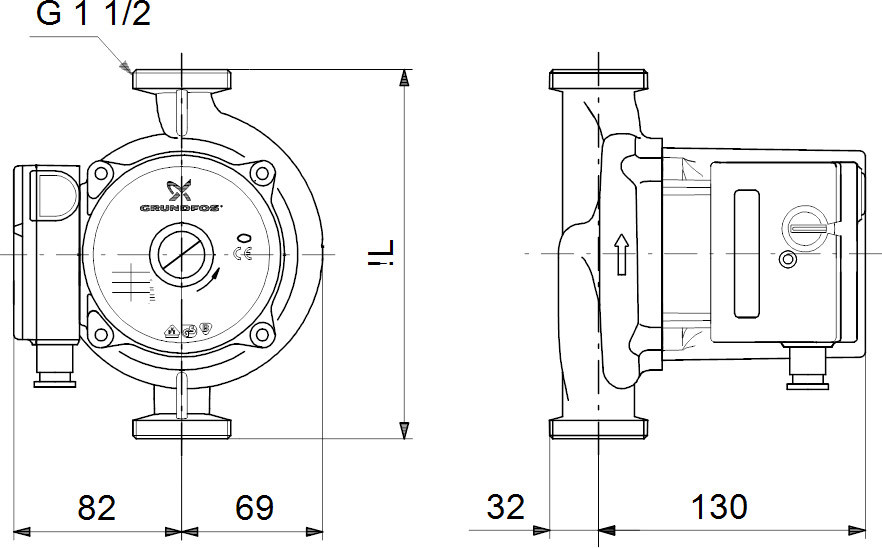 Циркуляционный насос Grundfos UPS 25-120 180